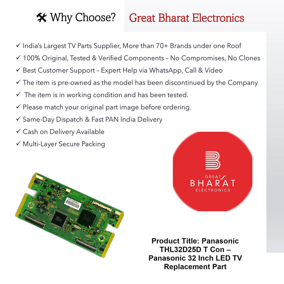 Panasonic THL32D25D T-Con Board – Panasonic 32 Inch LED TV Replacement Part - Great Bharat Electronics