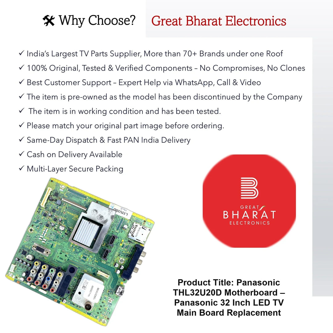 Panasonic THL32U20D Motherboard – Panasonic 32 Inch LED TV Main Board Replacement - Great Bharat Electronics
