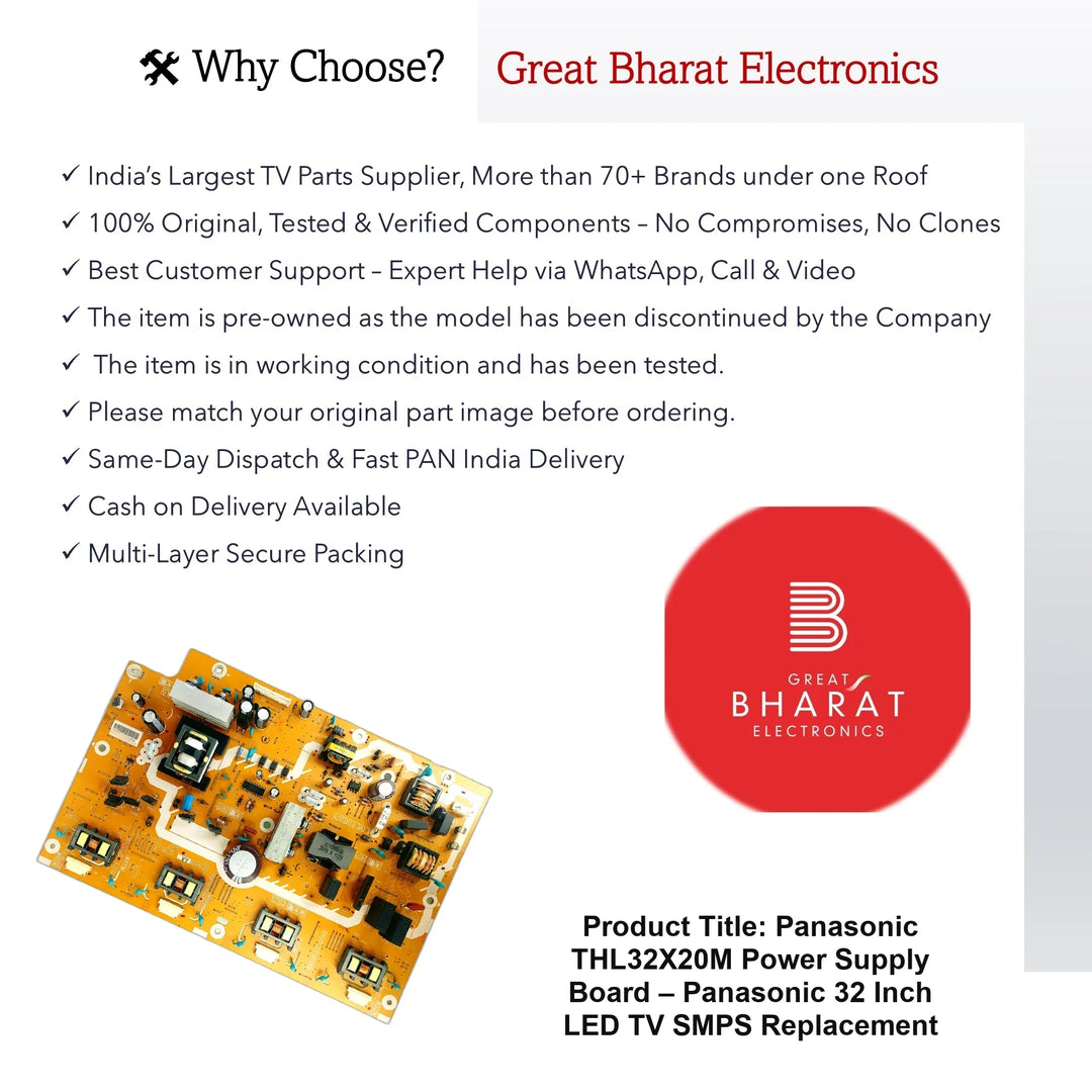 Panasonic THL32X20M Power Supply Board – Panasonic 32 Inch LED TV SMPS Replacement - Great Bharat Electronics