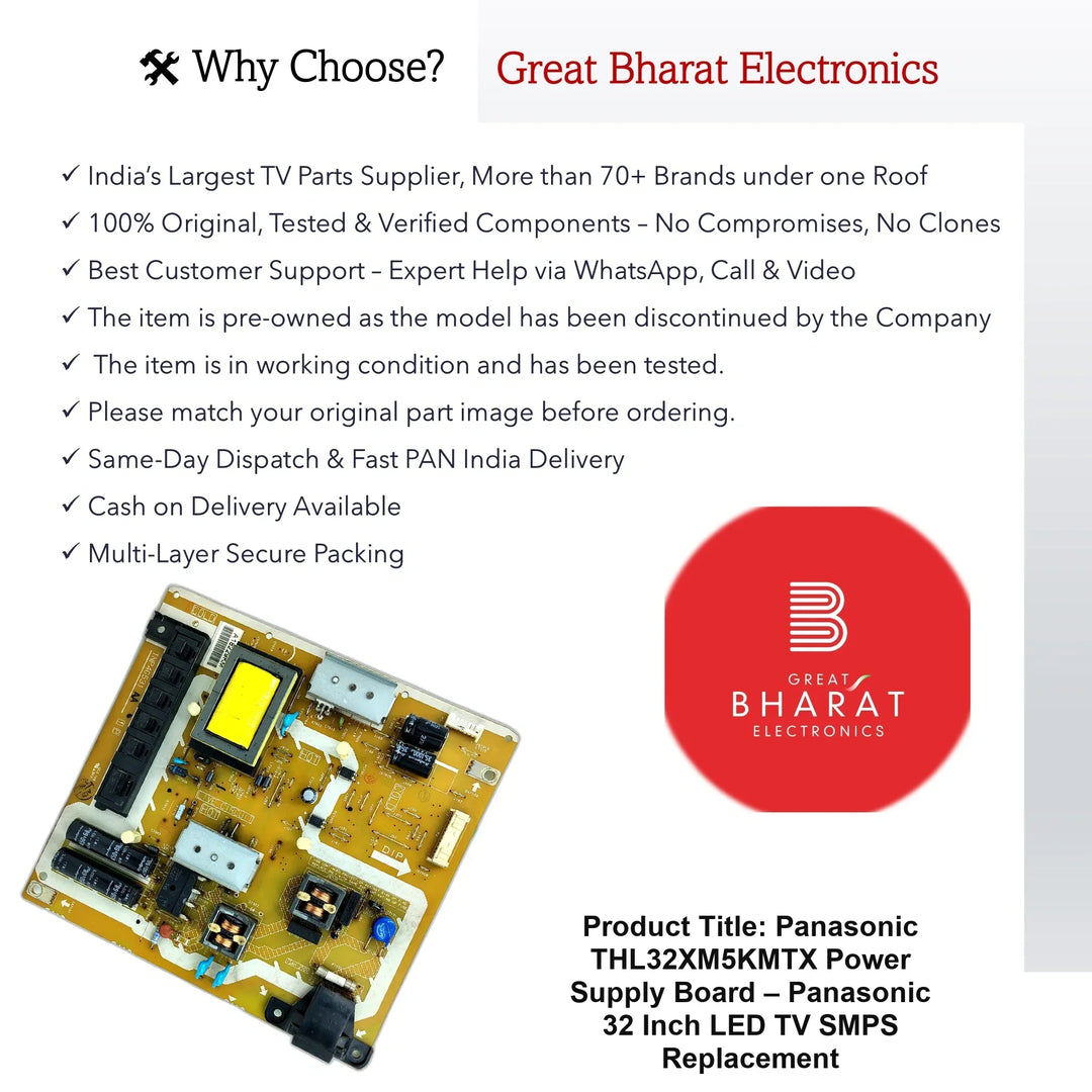 Panasonic THL32XM5KMTX Power Supply Board – Panasonic 32 Inch LED TV SMPS Replacement - Great Bharat Electronics