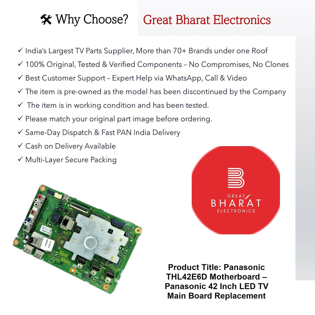 Panasonic THL42E6D Motherboard – Panasonic 42 Inch LED TV Main Board Replacement - Great Bharat Electronics