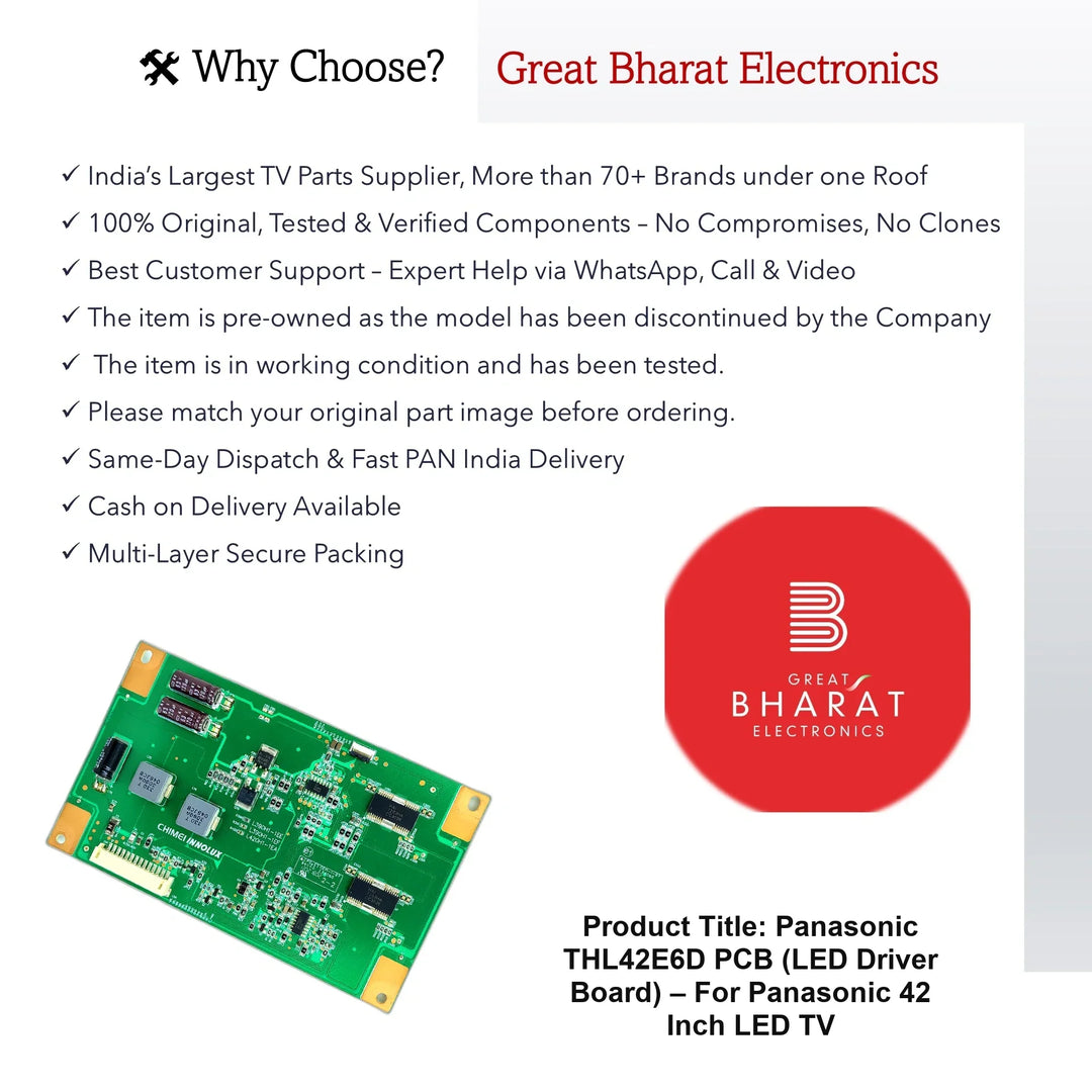 Panasonic THL42E6D PCB (LED Driver Board) – For Panasonic 42 Inch LED TV - Great Bharat Electronics