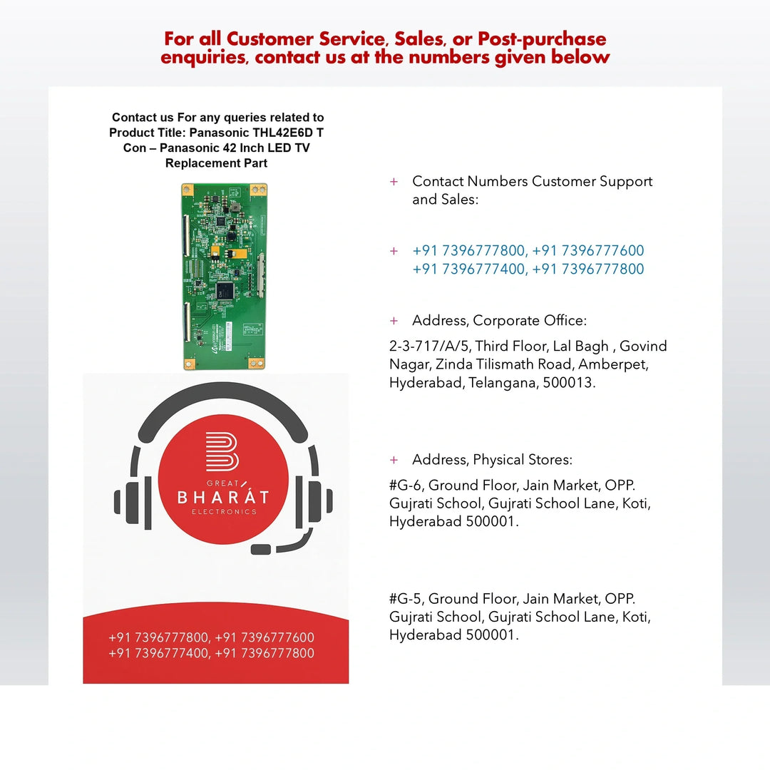 Panasonic THL42E6D T-Con Board – Panasonic 42 Inch LED TV Replacement Part - Great Bharat Electronics