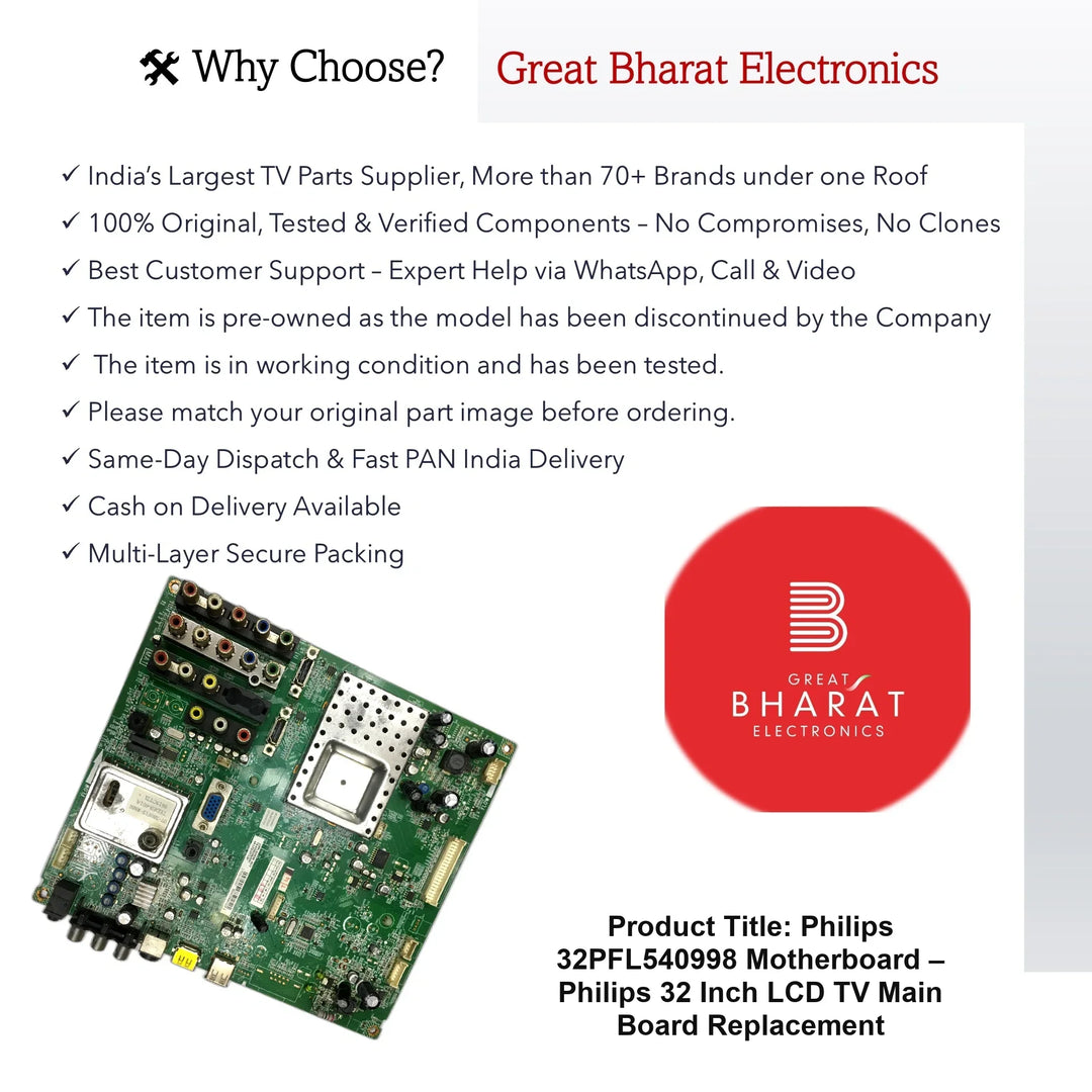 Philips 32PFL540998 Motherboard – Philips 32 Inch LCD TV Main Board Replacement - Great Bharat Electronics