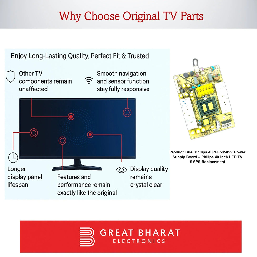 Philips 40PFL5050V7 Power Supply Board – Philips 40 Inch LED TV SMPS Replacement - Great Bharat Electronics