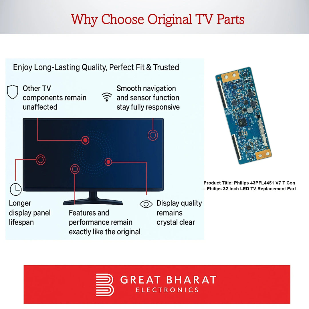 Philips 43PFL4451-V7 T-Con Board – Philips 32 Inch LED TV Replacement Part - Great Bharat Electronics