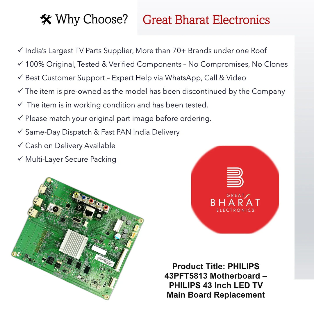 Philips 43PFT5813 Motherboard – Philips 43 Inch LED TV Main Board Replacement - Great Bharat Electronics