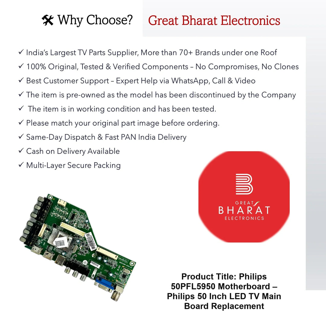 Philips 50PFL5950 Motherboard – Philips 50 Inch LED TV Main Board Replacement - Great Bharat Electronics