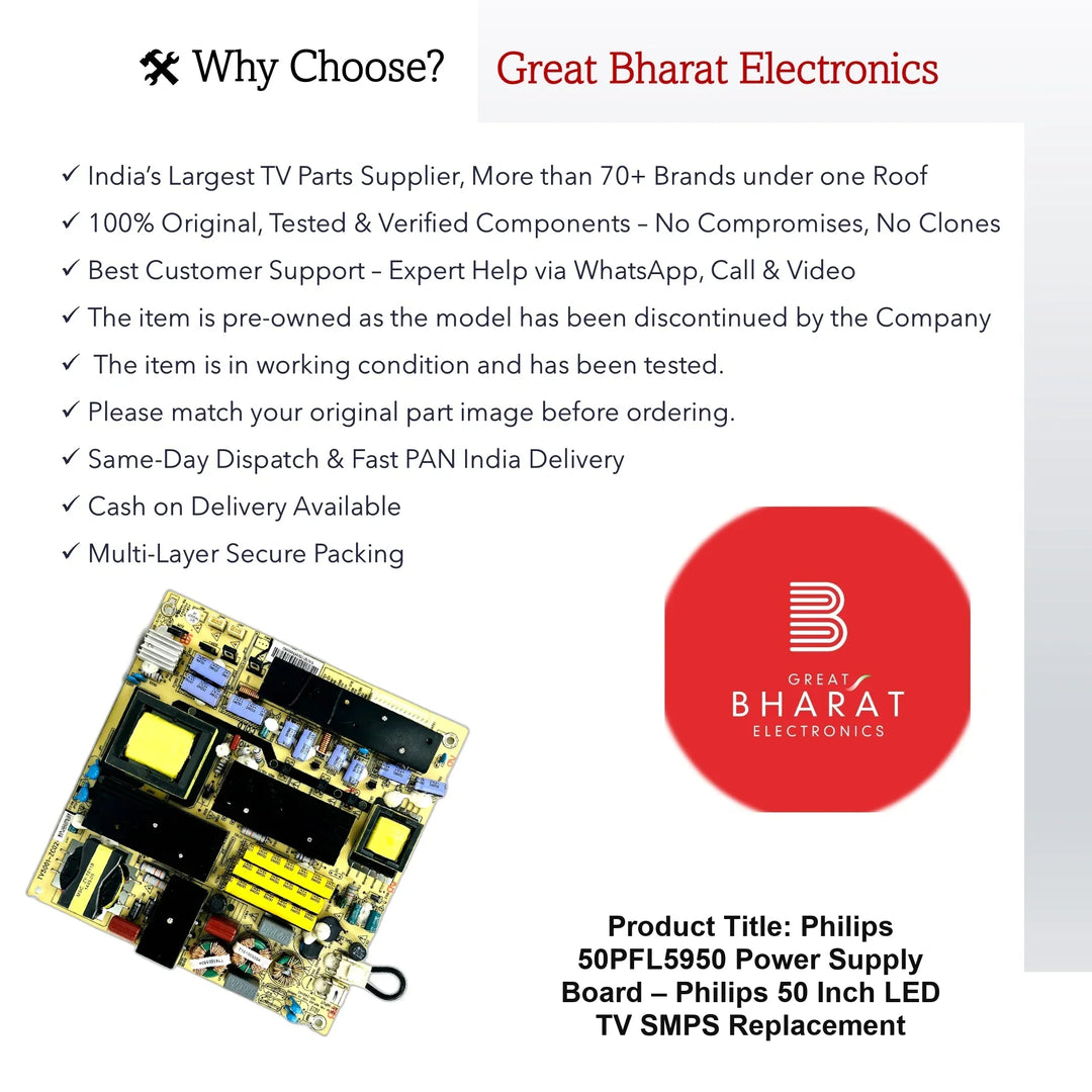 Philips 50PFL5950 Power Supply Board – Philips 50 Inch LED TV SMPS Replacement - Great Bharat Electronics