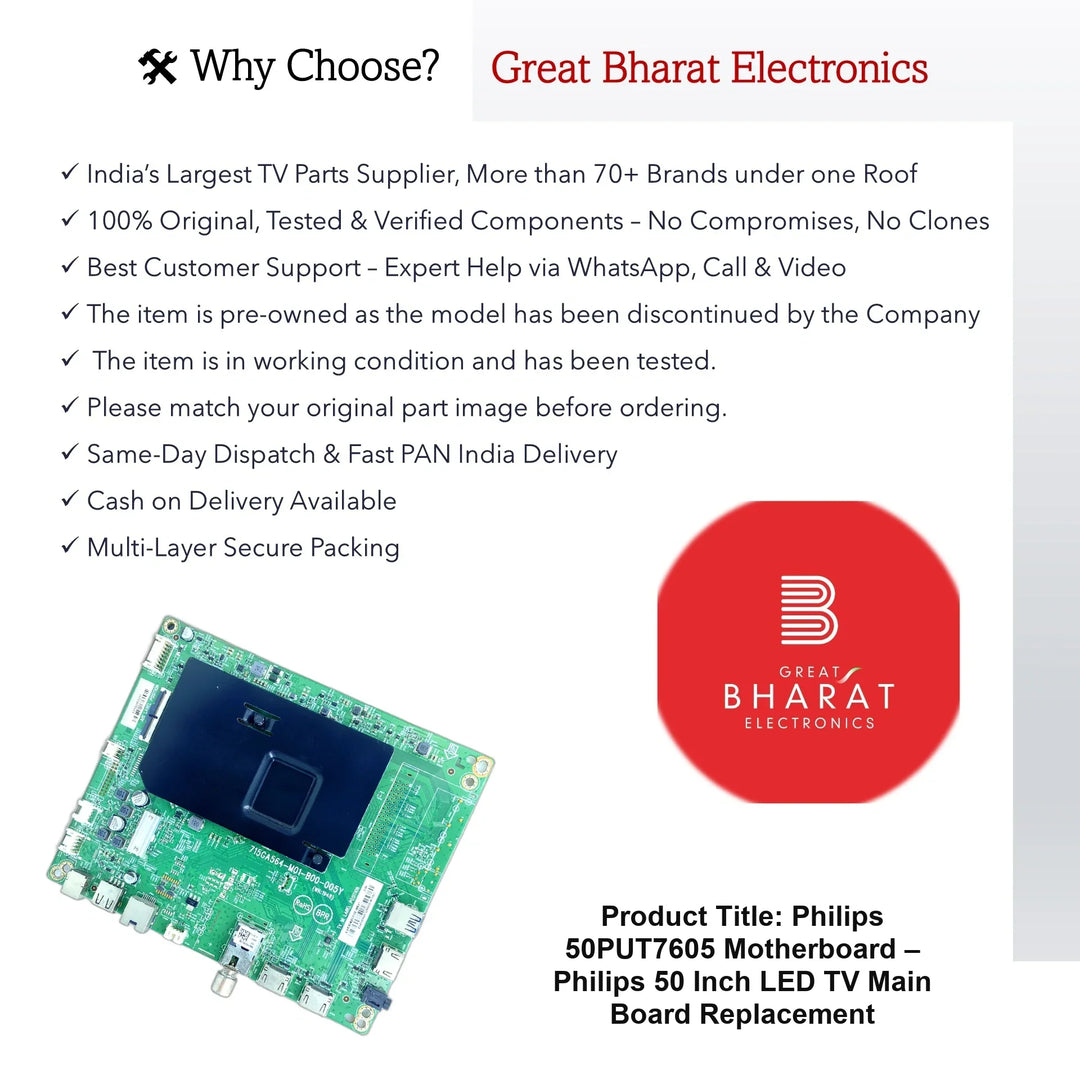 Philips 50PUT7605 Motherboard – Philips 50 Inch LED TV Main Board Replacement - Great Bharat Electronics