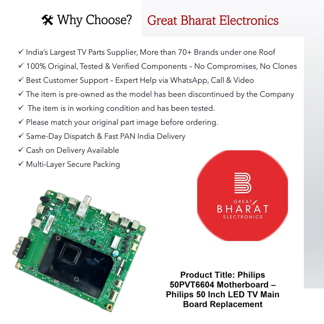 Philips 50PVT6604 Motherboard – Philips 50 Inch LED TV Main Board Replacement - Great Bharat Electronics