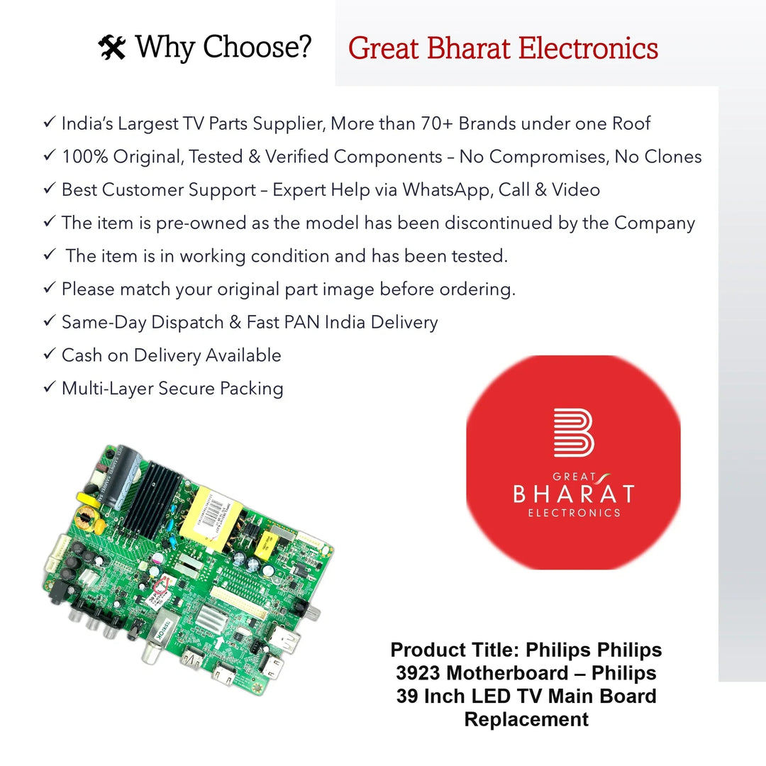 Philips Philips 3923 Motherboard – Philips 39 Inch LED TV Main Board Replacement - Great Bharat Electronics