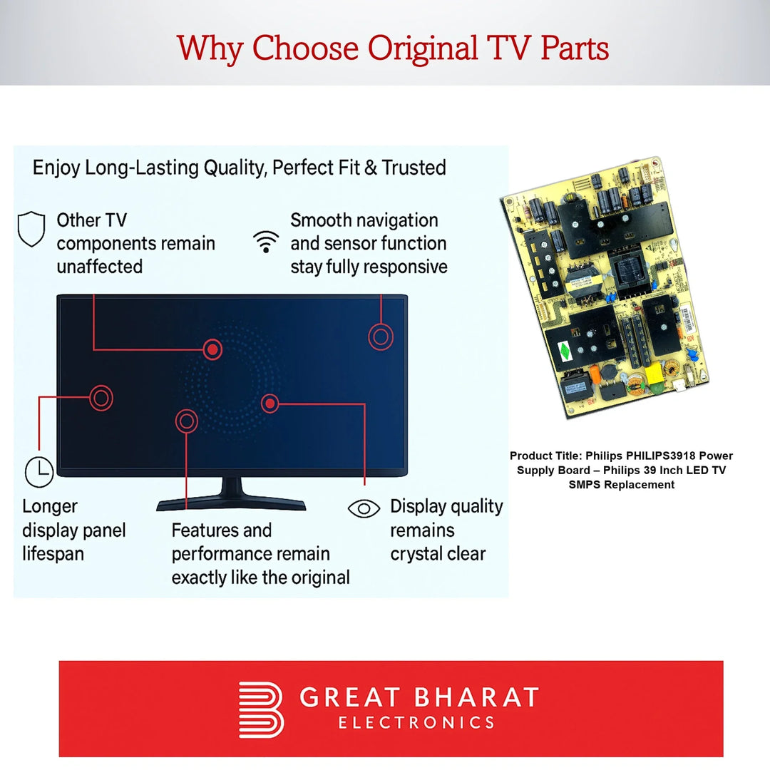 Philips Philips3918 Power Supply Board – Philips 39 Inch LED TV SMPS Replacement - Great Bharat Electronics
