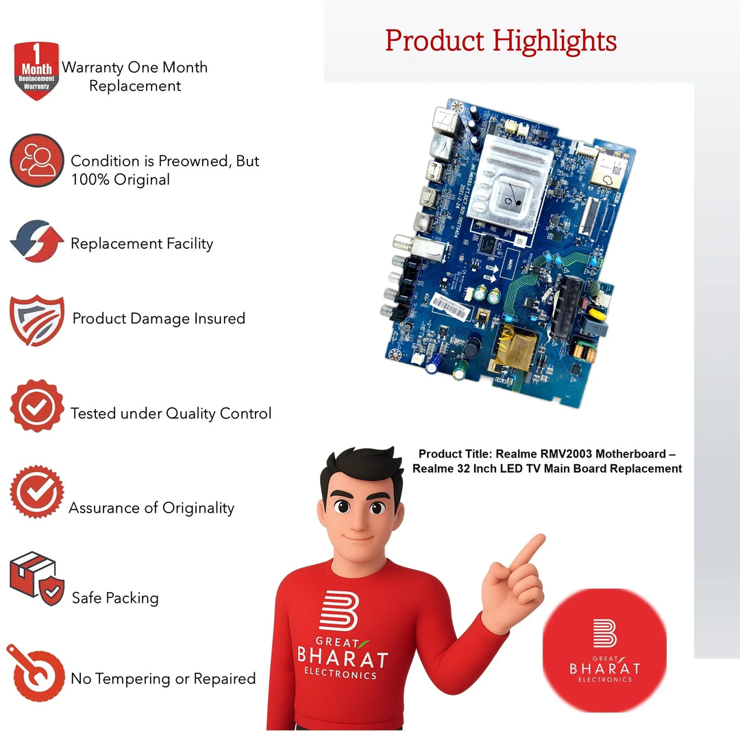 Realme RMV2003 Motherboard – Realme 32 Inch LED TV Main Board Replacement - Great Bharat Electronics