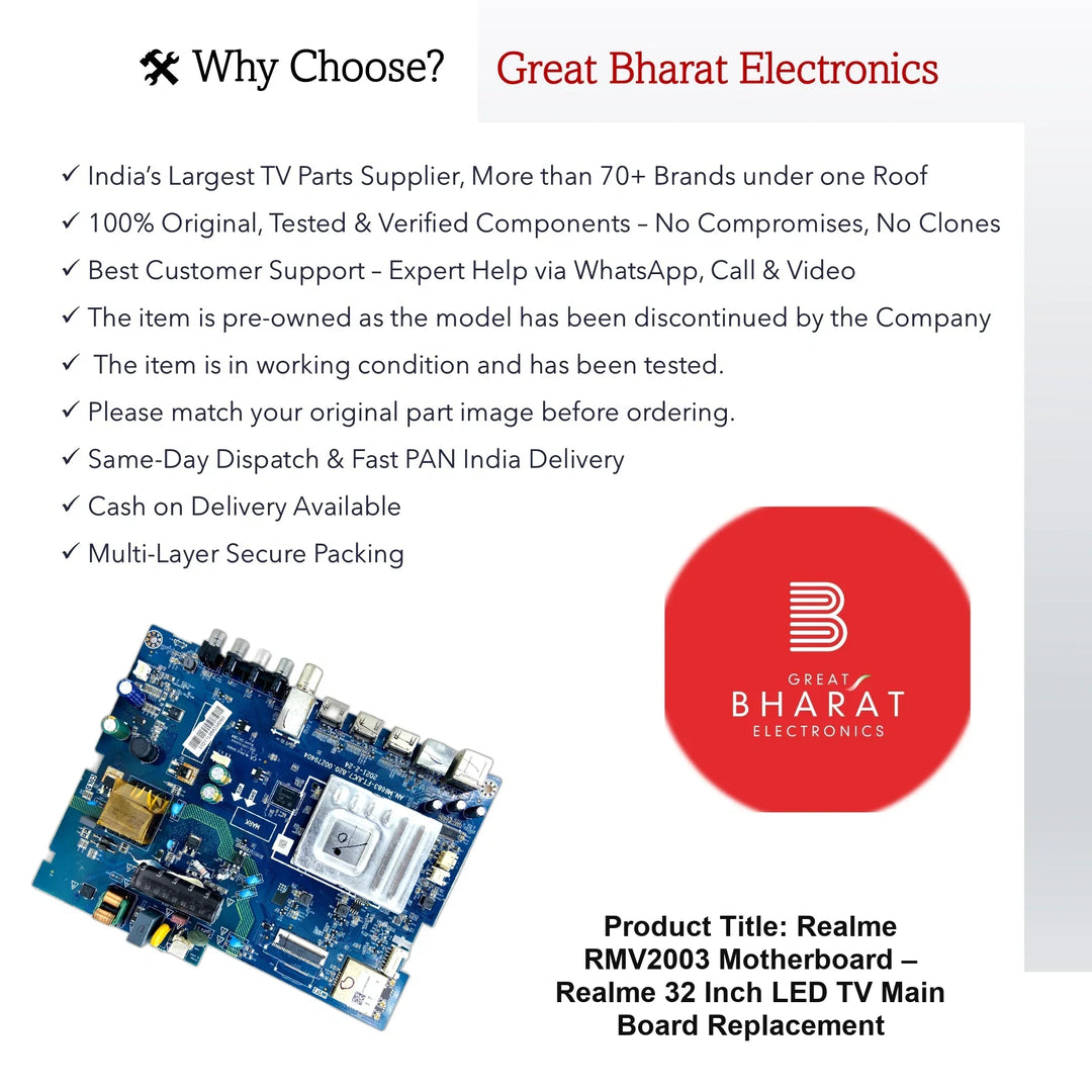 Realme RMV2003 Motherboard – Realme 32 Inch LED TV Main Board Replacement - Great Bharat Electronics