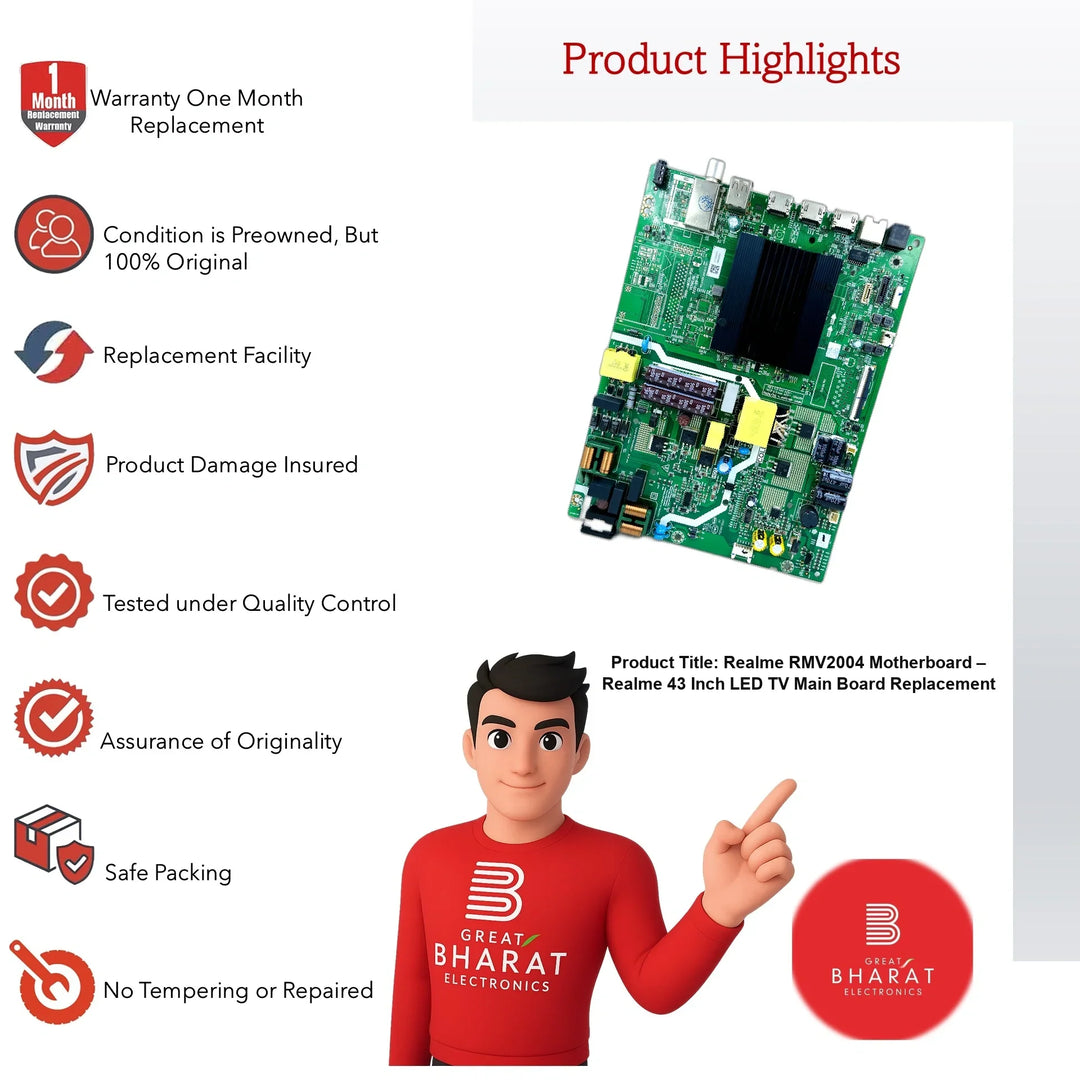 Realme RMV2004 Motherboard – Realme 43 Inch LED TV Main Board Replacement - Great Bharat Electronics