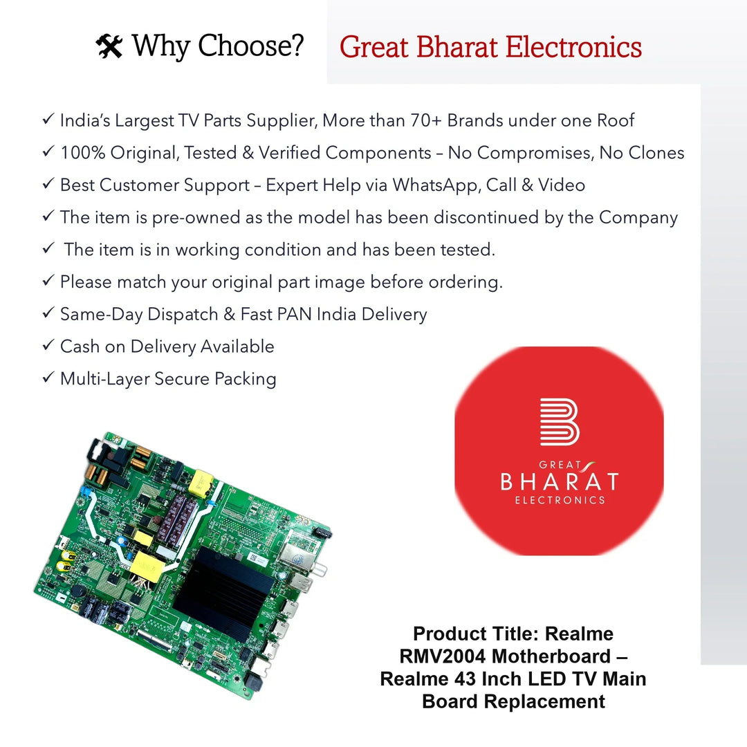 Realme RMV2004 Motherboard – Realme 43 Inch LED TV Main Board Replacement - Great Bharat Electronics