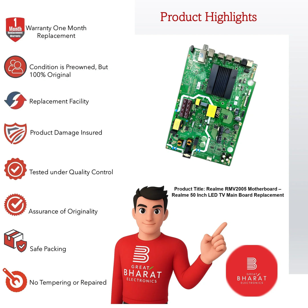 Realme RMV2005 Motherboard – Realme 50 Inch LED TV Main Board Replacement - Great Bharat Electronics