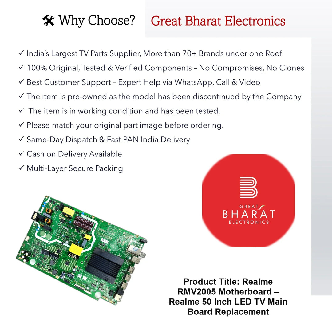 Realme RMV2005 Motherboard – Realme 50 Inch LED TV Main Board Replacement - Great Bharat Electronics