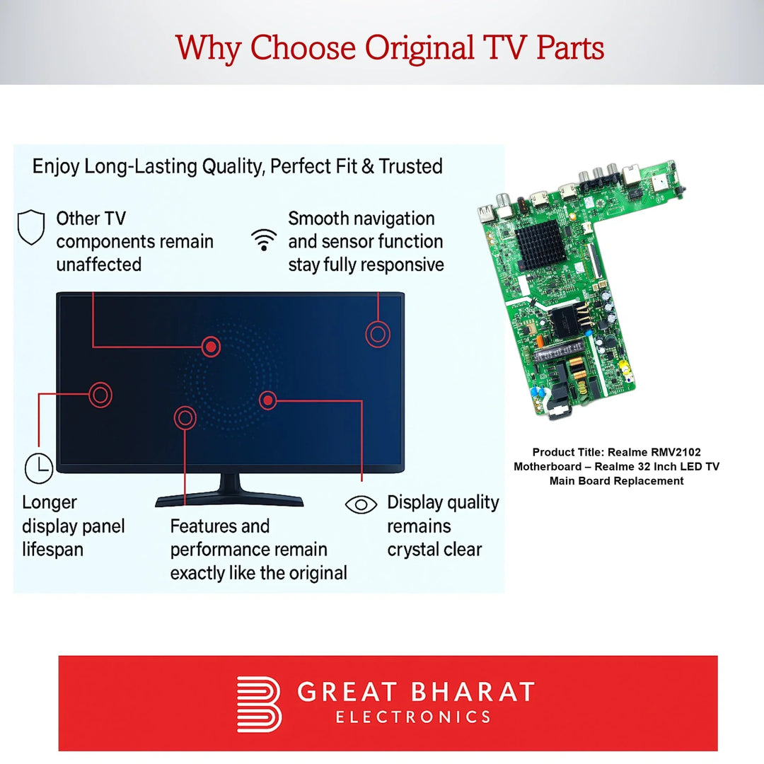 Realme RMV2102 Motherboard – Realme 32 Inch LED TV Main Board Replacement - Great Bharat Electronics