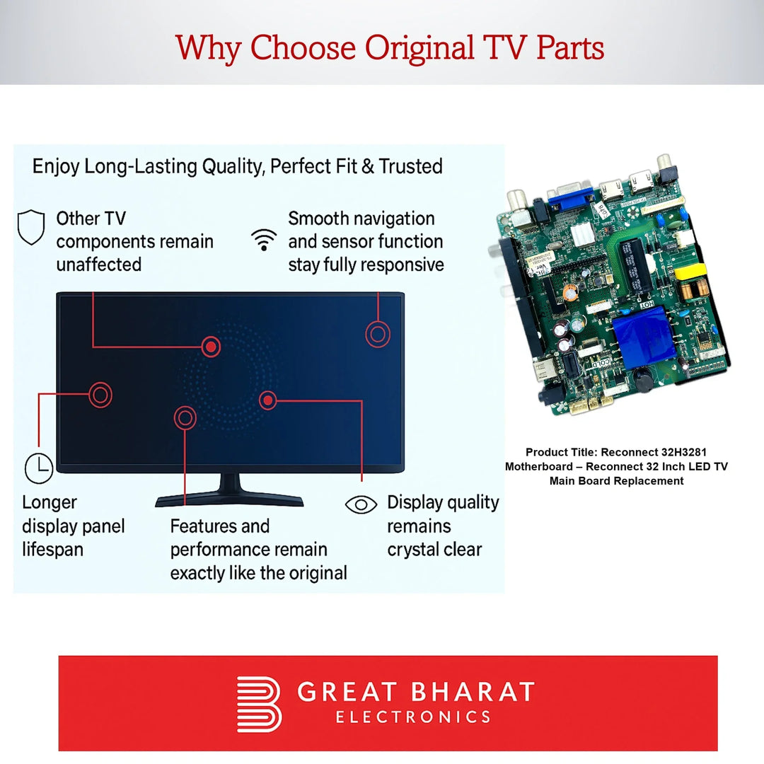 Reconnect 32H3281 Motherboard – Reconnect 32 Inch LED TV Main Board Replacement - Great Bharat Electronics