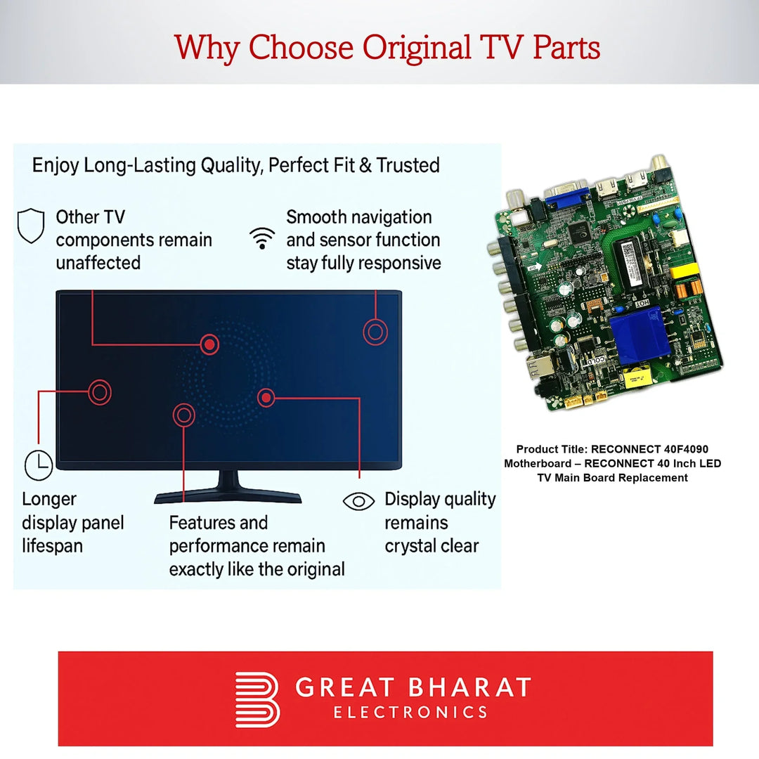 RECONNECT 40F4090 Motherboard – RECONNECT 40 Inch LED TV Main Board Replacement - Great Bharat Electronics