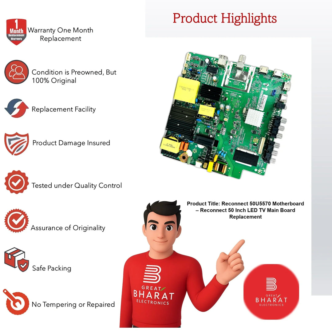 Reconnect 50U5570 Motherboard – Reconnect 50 Inch LED TV Main Board Replacement - Great Bharat Electronics