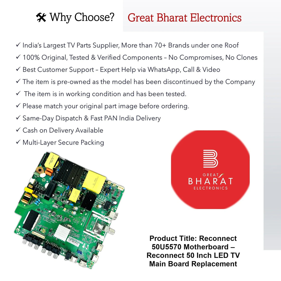 Reconnect 50U5570 Motherboard – Reconnect 50 Inch LED TV Main Board Replacement - Great Bharat Electronics