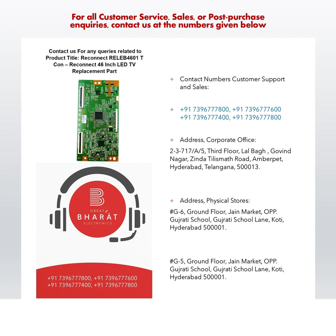 Reconnect RELEB4601 T-Con Board β Reconnect 46 Inch LED TV Replacement Part - Great Bharat Electronics