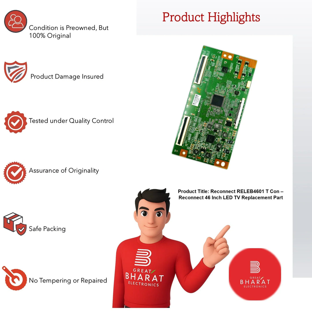 Reconnect RELEB4601 T-Con Board β Reconnect 46 Inch LED TV Replacement Part - Great Bharat Electronics