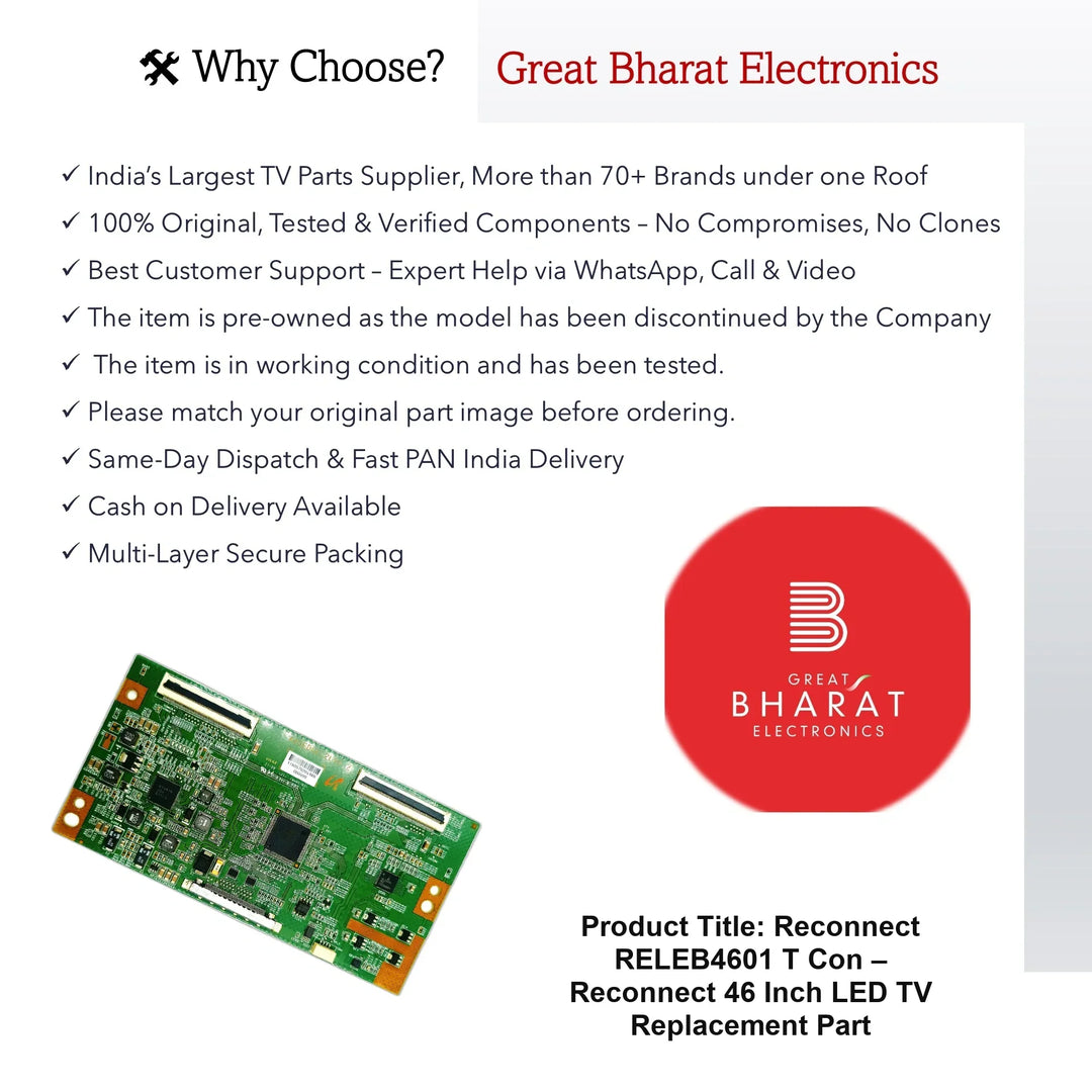 Reconnect RELEB4601 T-Con Board β Reconnect 46 Inch LED TV Replacement Part - Great Bharat Electronics