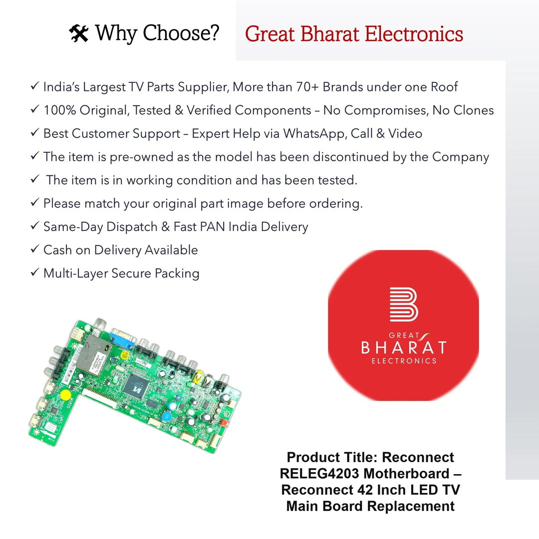 Reconnect RELEG4203 Motherboard – Reconnect 42 Inch LED TV Main Board Replacement - Great Bharat Electronics