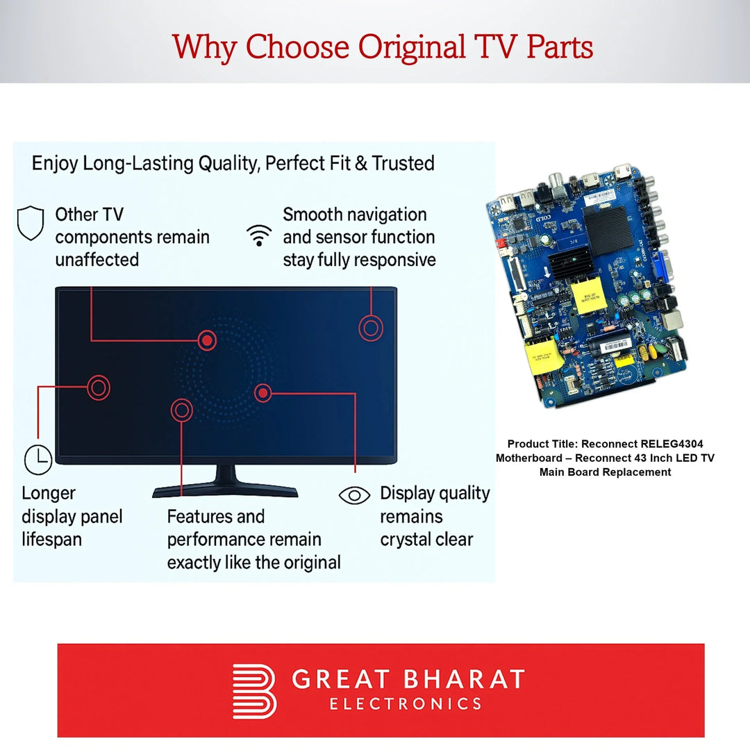 Reconnect RELEG4304 Motherboard – Reconnect 43 Inch LED TV Main Board Replacement - Great Bharat Electronics
