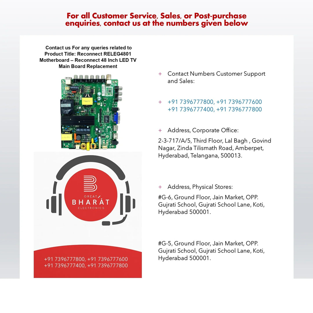 Reconnect RELEG4801 Motherboard – Reconnect 48 Inch LED TV Main Board Replacement - Great Bharat Electronics