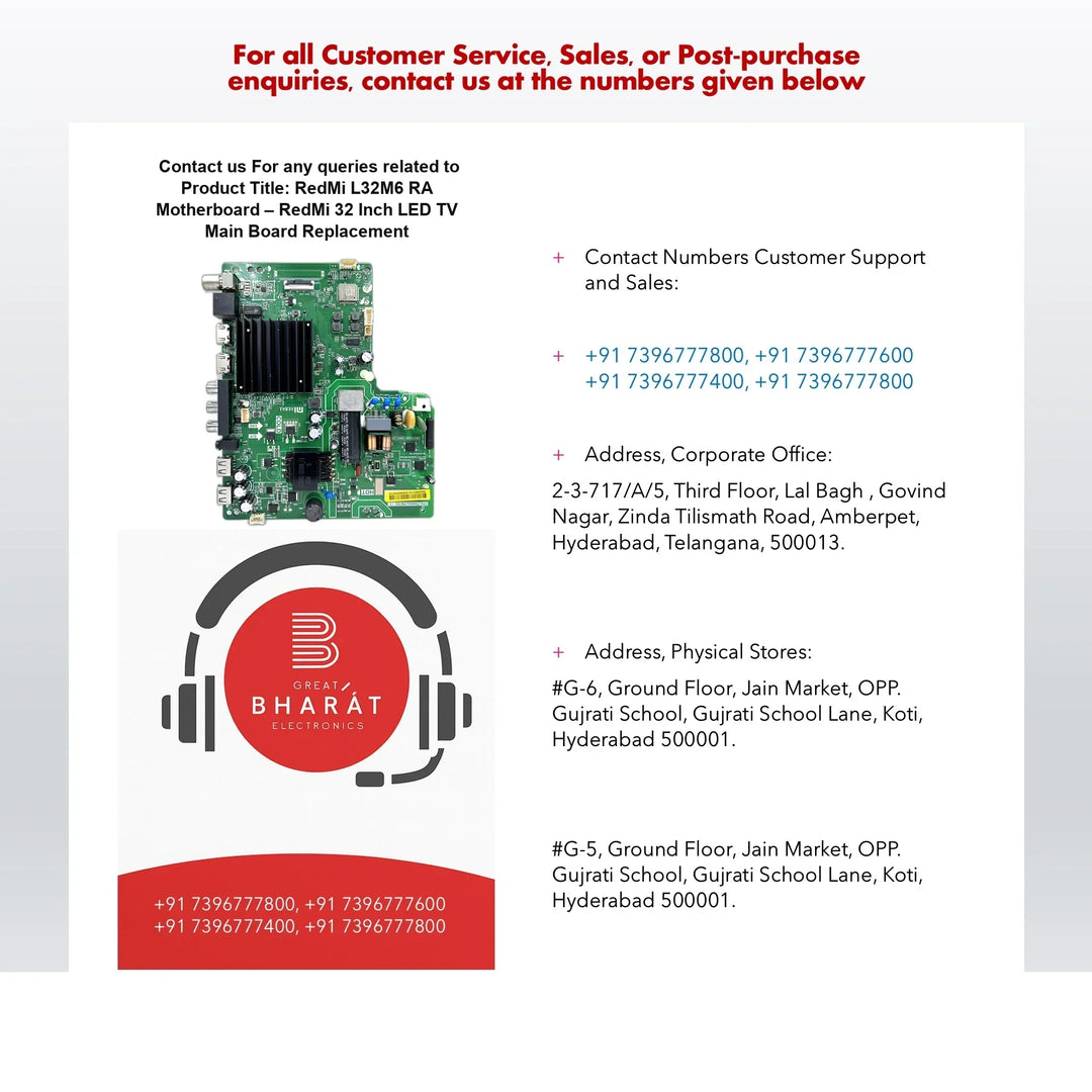RedMi L32M6-RA Motherboard – RedMi 32 Inch LED TV Main Board Replacement - Great Bharat Electronics