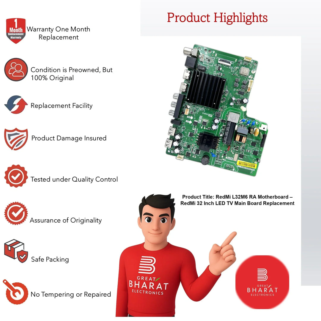 RedMi L32M6-RA Motherboard – RedMi 32 Inch LED TV Main Board Replacement - Great Bharat Electronics