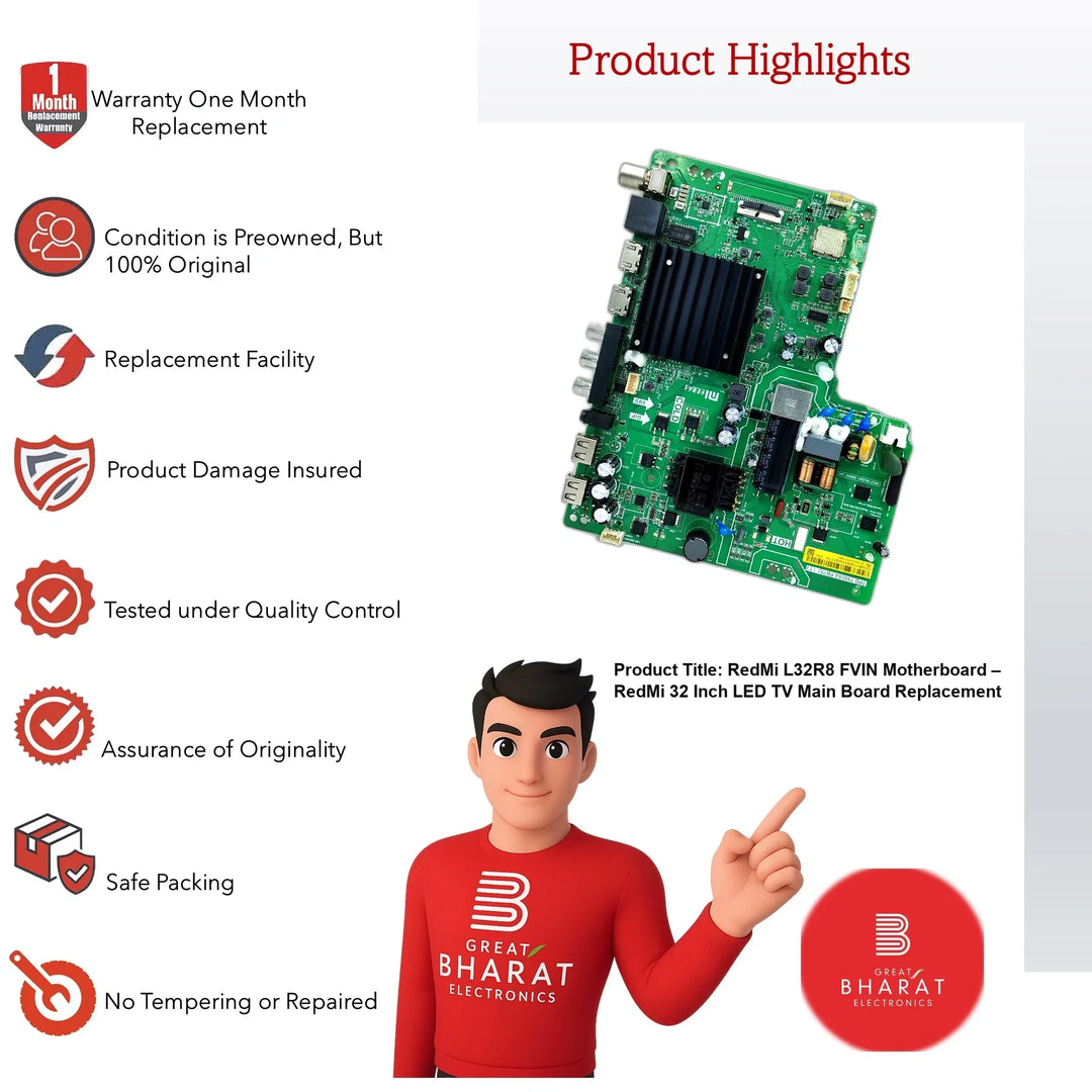 RedMi L32R8-FVIN Motherboard – RedMi 32 Inch LED TV Main Board Replacement - Great Bharat Electronics