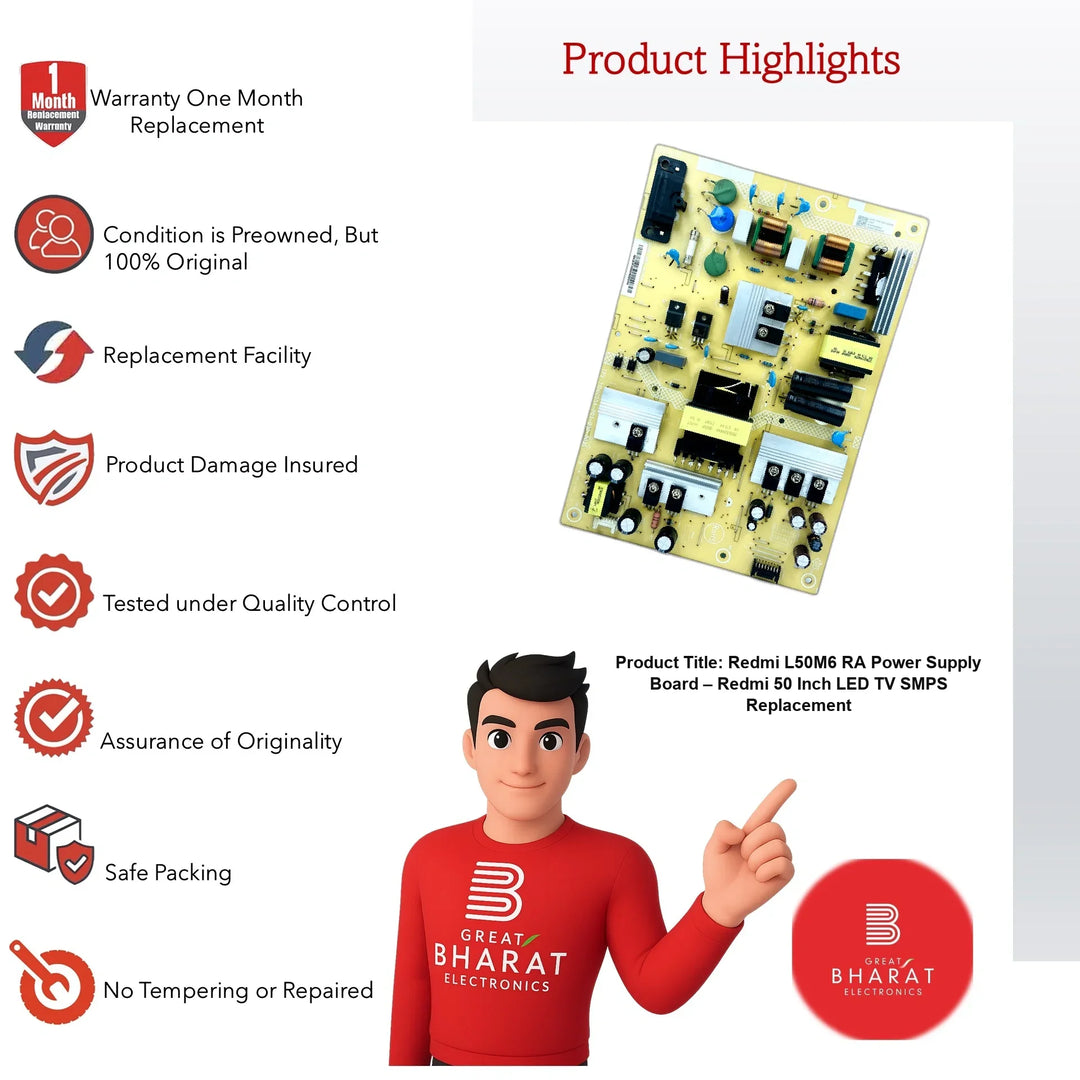 Redmi L50M6-RA Power Supply Board – Redmi 50 Inch LED TV SMPS Replacement - Great Bharat Electronics