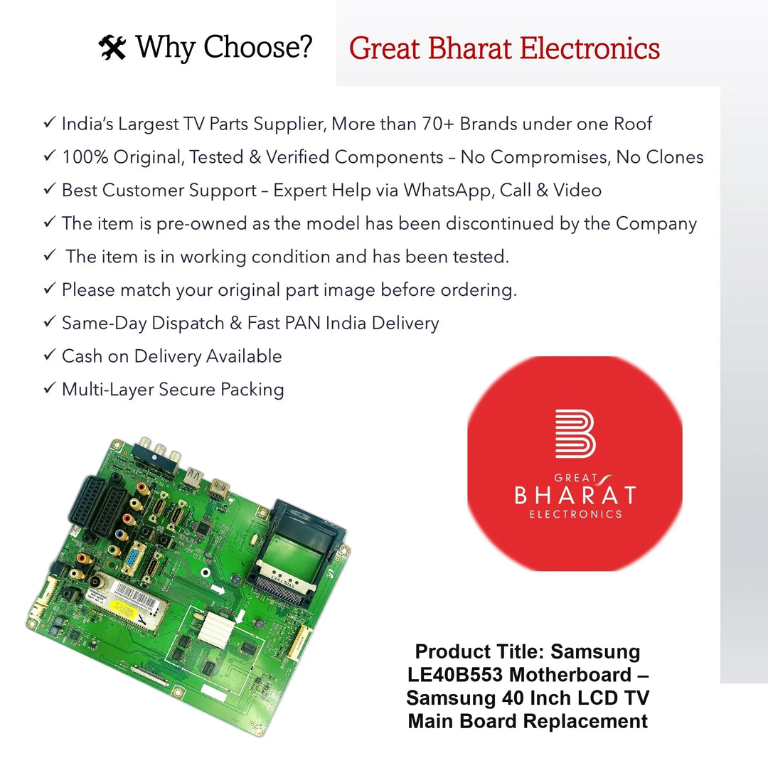 Samsung LE40B553 Motherboard – Samsung 40 Inch LCD TV Main Board Replacement - Great Bharat Electronics