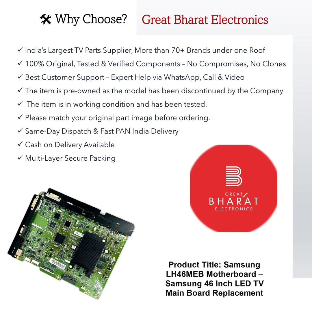 Samsung LH46MEB Motherboard – Samsung 46 Inch LED TV Main Board Replacement - Great Bharat Electronics