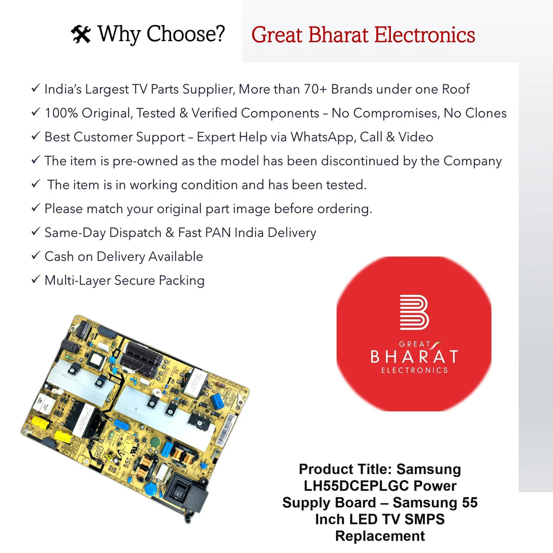 Samsung LH55DCEPLGC Power Supply Board – Samsung 55 Inch LED TV SMPS Replacement - Great Bharat Electronics
