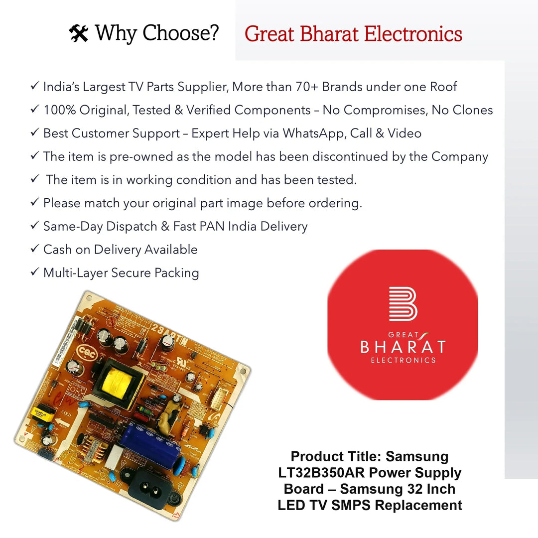 Samsung LT32B350AR Power Supply Board – Samsung 32 Inch LED TV SMPS Replacement - Great Bharat Electronics