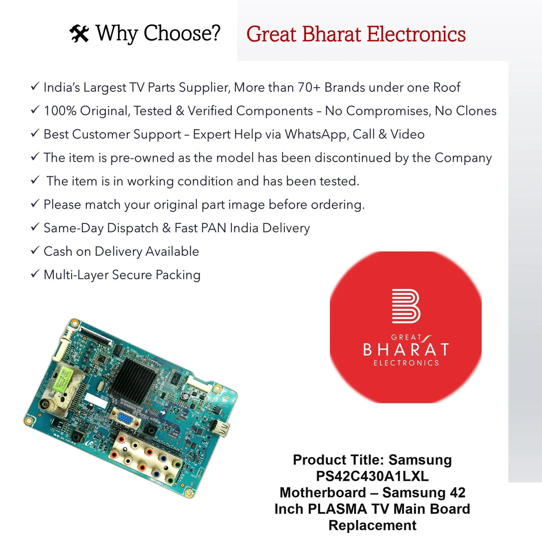 Samsung PS42C430A1LXL Motherboard – Samsung 42 Inch Plasma TV Main Board Replacement - Great Bharat Electronics