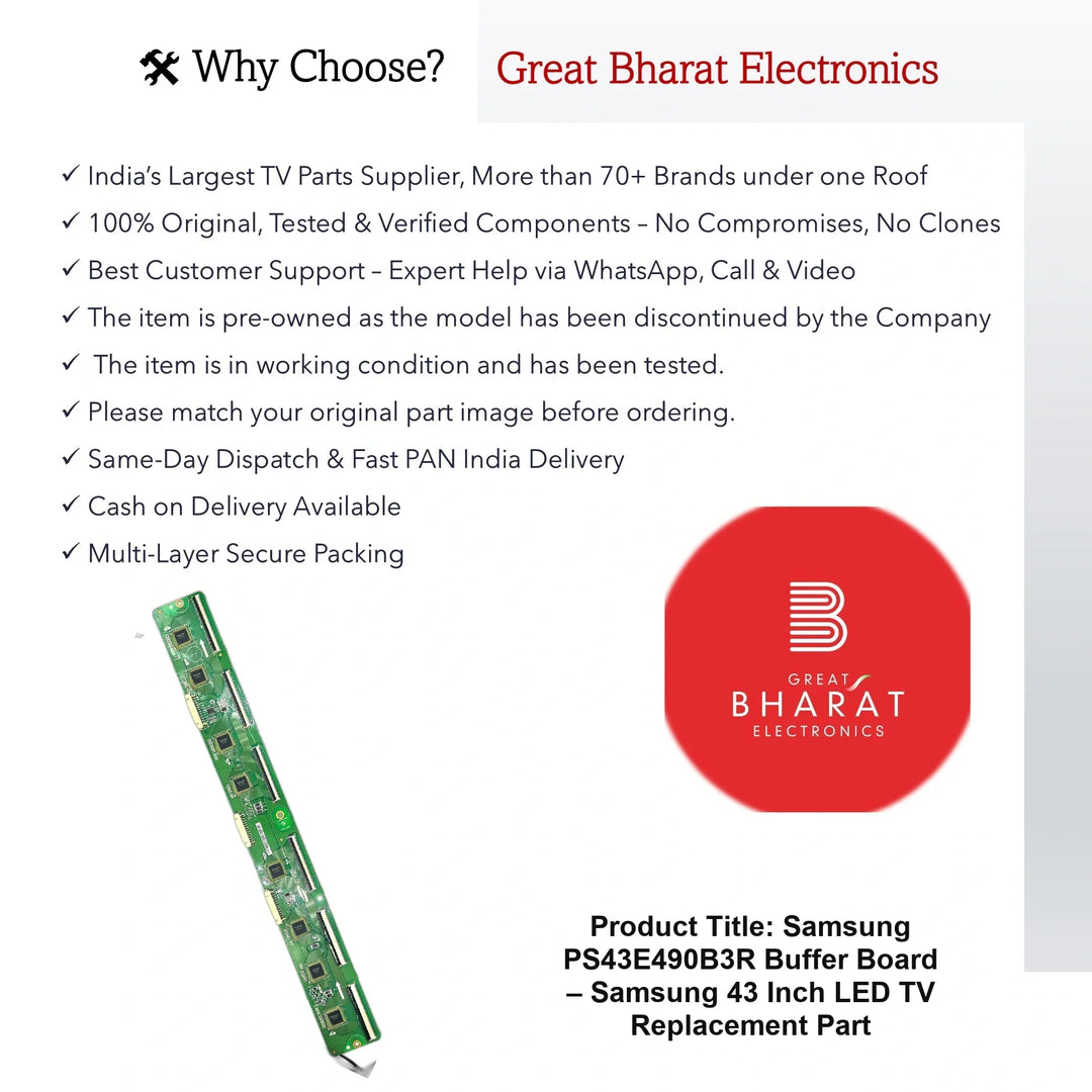 Samsung PS43E490B3R Buffer Board – Samsung 43 Inch LED TV Replacement Part - Great Bharat Electronics