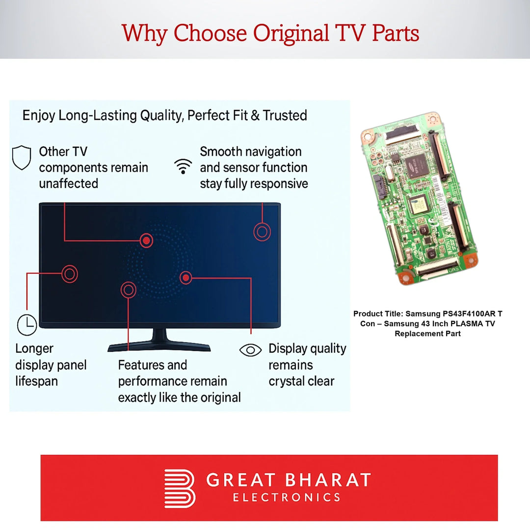 Samsung PS43F4100AR T-Con Board – Samsung 43 Inch Plasma TV Replacement Part - Great Bharat Electronics