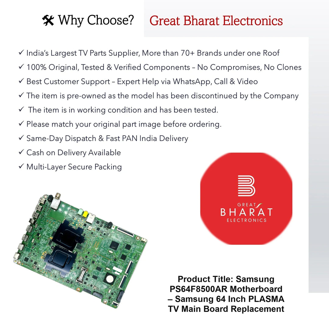 Samsung PS64F8500AR Motherboard – Samsung 64 Inch Plasma TV Main Board Replacement - Great Bharat Electronics
