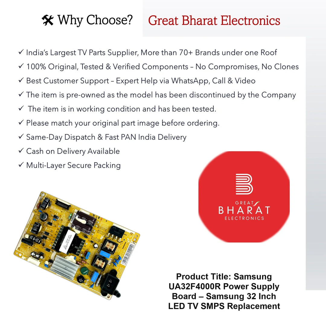 Samsung UA32F4000R Power Supply Board – Samsung 32 Inch LED TV SMPS Replacement - Great Bharat Electronics