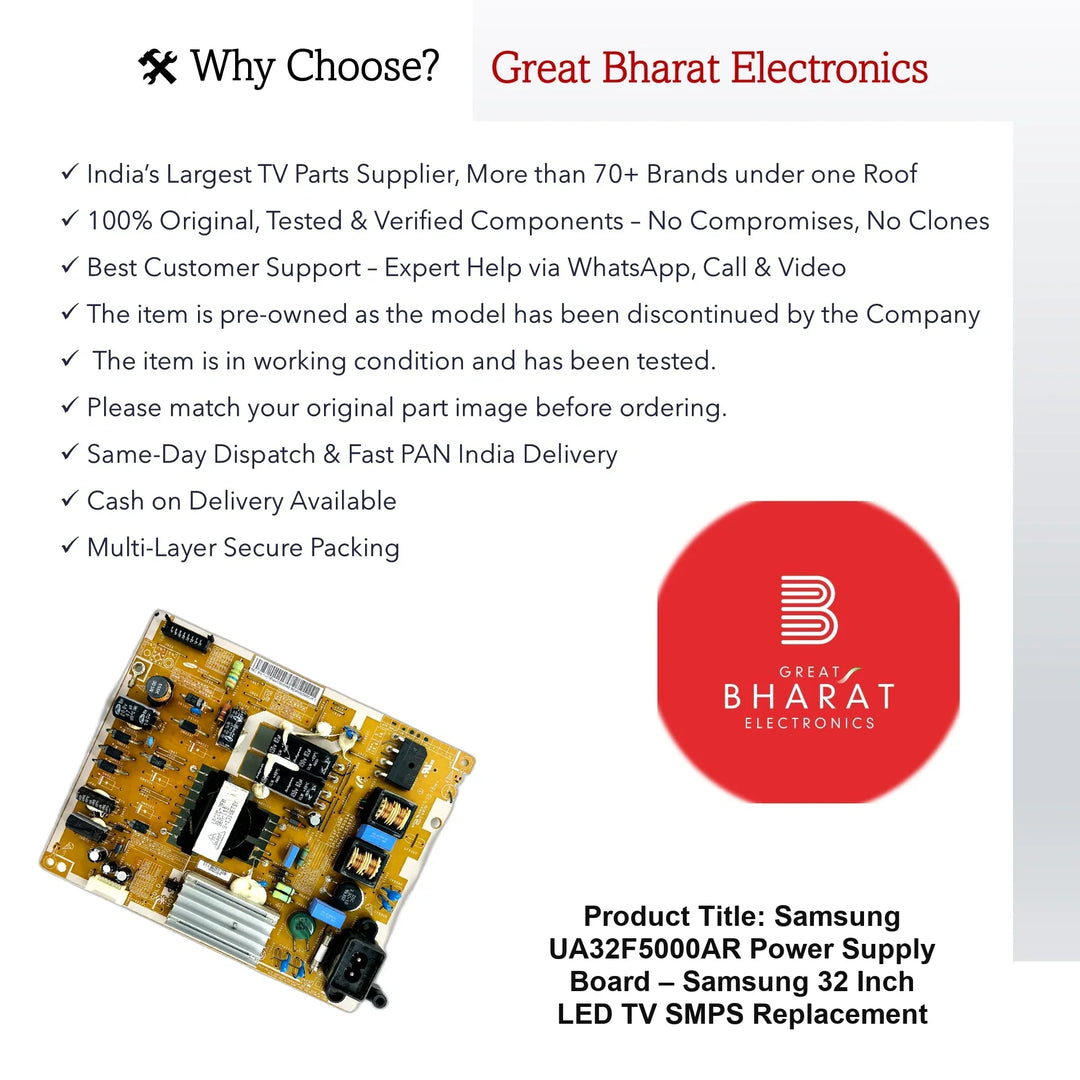 Samsung UA32F5000AR Power Supply Board – Samsung 32 Inch LED TV SMPS Replacement - Great Bharat Electronics