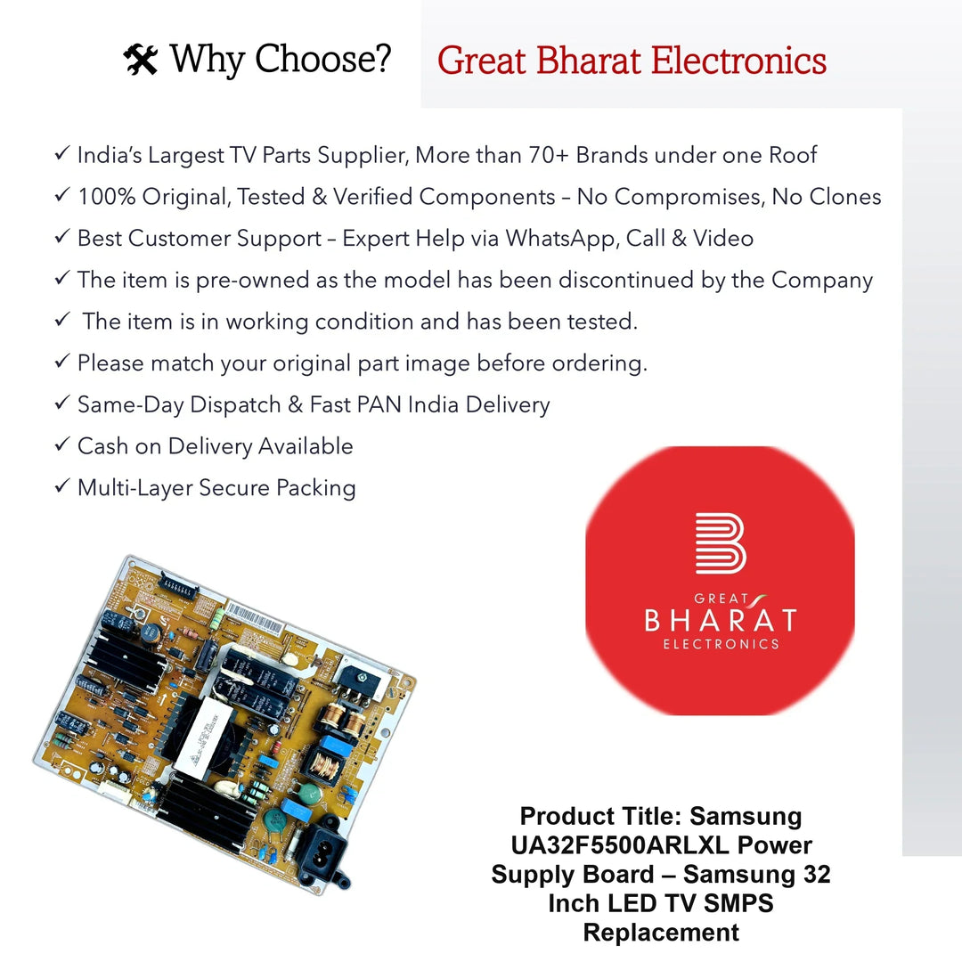 Samsung UA32F5500ARLXL Power Supply Board – Samsung 32 Inch LED TV SMPS Replacement - Great Bharat Electronics
