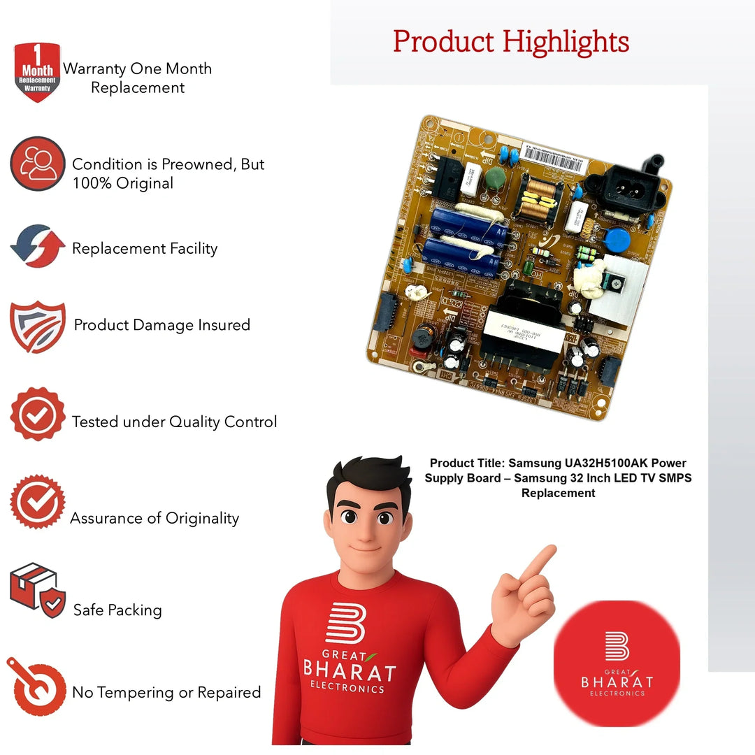 Samsung UA32H5100AK Power Supply Board – Samsung 32 Inch LED TV SMPS Replacement - Great Bharat Electronics